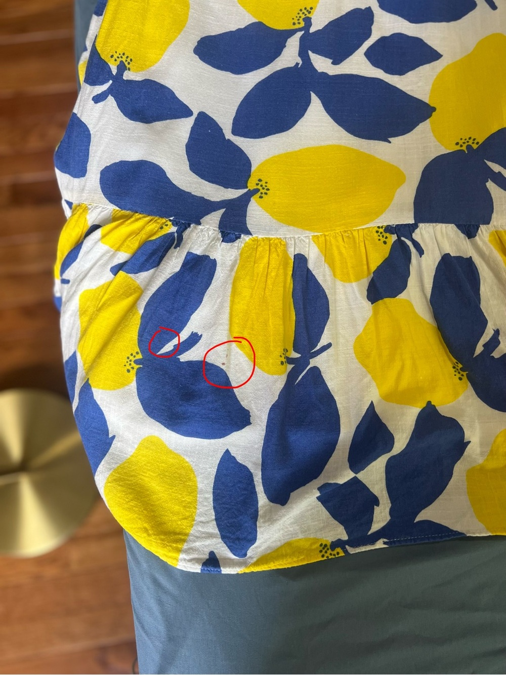 LOFT White Maxi Dress with Blue and Yellow Lemon Print - Picture 8 of 9
